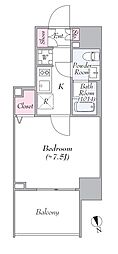 LOg浅草classic 1Kの間取図画像