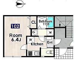 CRESTPALACEAOI 1Kの間取図画像