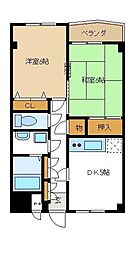 第一浜傳コーポ 2DKの間取図画像