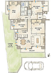 グランレイム増田西町 4LDKの間取図画像