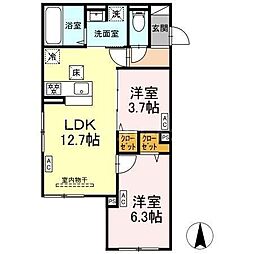 セレスティア扇V 2LDKの間取図画像