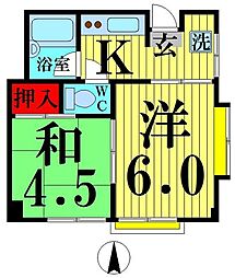 向後ハイツ 2Kの間取図画像
