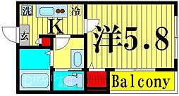 MELDIA青井II 1階1Kの間取り