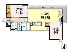オードリーコート 2LDKの間取図画像