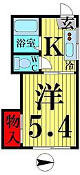 シャトーレ西新井 1Kの間取図画像