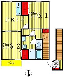 プランドール 2DKの間取図画像