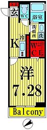 グランデヴィクトワール 1Kの間取図画像