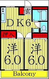 ハイツ河内 2DKの間取図画像