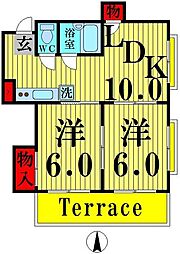ユニバーサルマンション 2DKの間取図画像