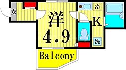 メルディア梅島2 1Kの間取図画像