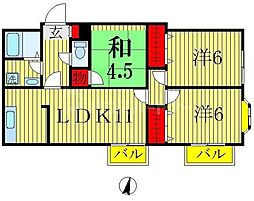 コートグランディア一ツ家 3LDKの間取図画像