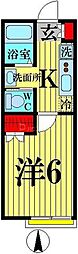 クリスタル竹の塚 1Kの間取図画像
