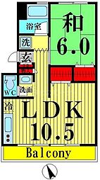 聖サンハイツ 1LDKの間取図画像