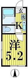 マーレ五反野 1Kの間取図画像