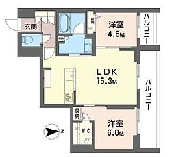 オウル 2LDKの間取図画像