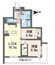 オウル 2LDKの間取図画像