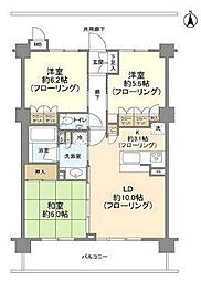 コンフォートパレス六町 3LDKの間取図画像