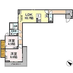セレスティア江北II 2LDKの間取図画像