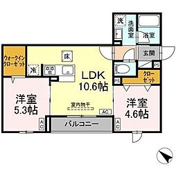 セレスティア江北II 2LDKの間取図画像