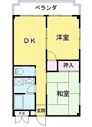 メゾンコム 2DKの間取図画像