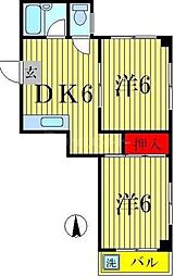 グラシア梅田 2DKの間取図画像