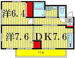 ツインハイムB 2DKの間取図画像