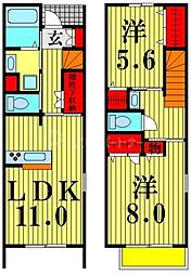 クレール 2LDKの間取図画像