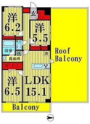 ロイヤルパークスシーサー 3LDKの間取図画像