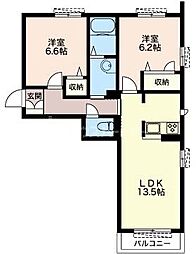 SanSiro 2LDKの間取図画像