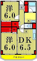 アクアコースト 2DKの間取図画像