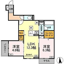 セレスティア鹿浜 2LDKの間取図画像