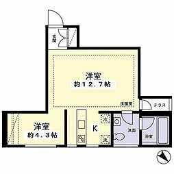 Hi-ROOMS方南町 2Kの間取図画像