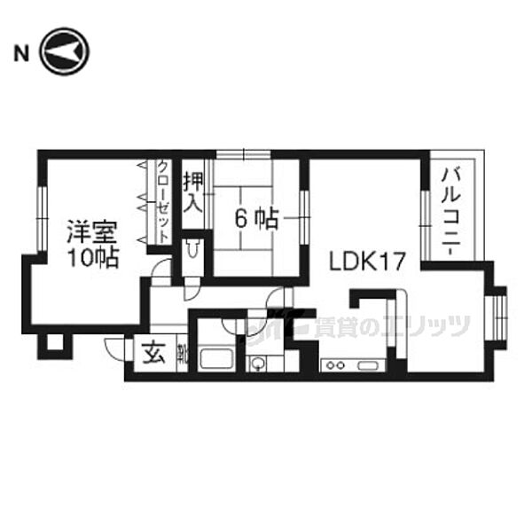 京都府京都市左京区高野清水町(賃貸マンション2LDK・2階・58.61㎡)の写真 その2