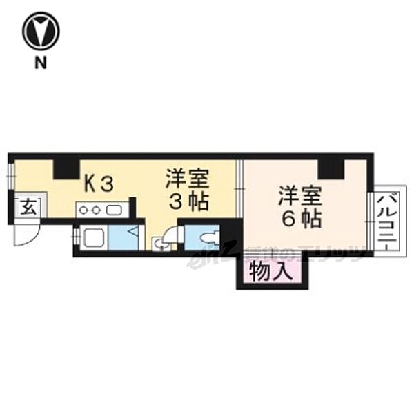 牧マンション 33｜京都府京都市左京区田中里ノ内町(賃貸マンション2K・3階・27.00㎡)の写真 その2