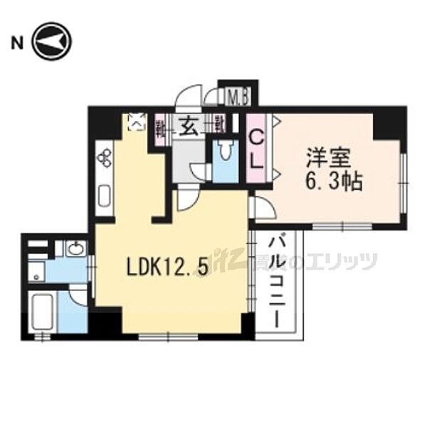 京都府京都市下京区堀川通五条下る柿本町(賃貸マンション1LDK・3階・42.18㎡)の写真 その2