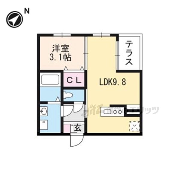 REGALEST CALM I 101｜京都府京都市山科区厨子奥矢倉町(賃貸アパート1LDK・1階・31.42㎡)の写真 その2