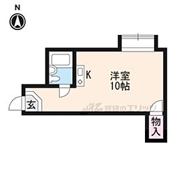 ヴィラマツシゲ ワンルームの間取図画像