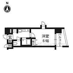 プレサンス京都烏丸NEXT 1Kの間取図画像