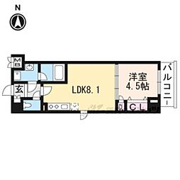 ヴィラ岡崎神宮 1DKの間取図画像