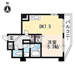 ホーユウコンフォルト二条城前 1DKの間取図画像