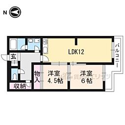 ビューハイツ京都山科 2LDKの間取図画像