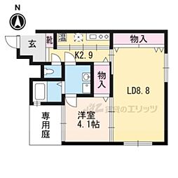 クラージュ御幸町坂 1LDKの間取図画像