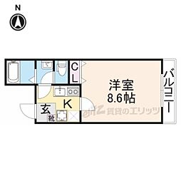 プリムローズ 1Kの間取図画像