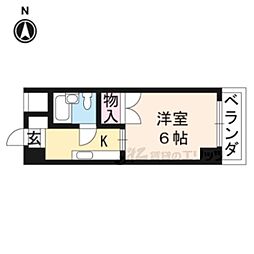 グランディール堤 1Kの間取図画像