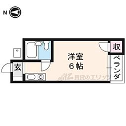 プチシャトー紫野 1Kの間取図画像