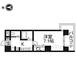UnCastello西院 1Kの間取図画像