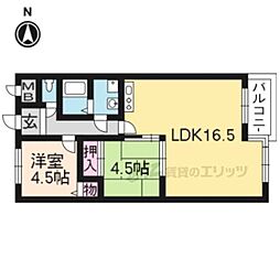 ドミール東寺 2LDKの間取図画像