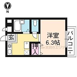 ハイツ・ヴィオレ紫明 1Kの間取図画像