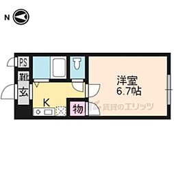グランタック河原町五条 1Kの間取図画像