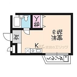プルシャン山科 ワンルームの間取図画像